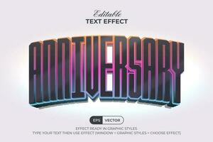 aniversario texto efecto 3d vistoso estilo. editable texto efecto. vector