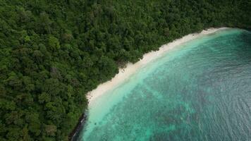 4k Antenne Aufnahmen von Affe Strand auf koh Phi Phi anziehen, krabi, Thailand - - Weiß Sand Strand, Kristall klar Wasser, Kalkstein Cliff video