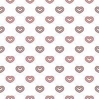 Red Heart Seamless Pattern with doodle outline hearts. vector