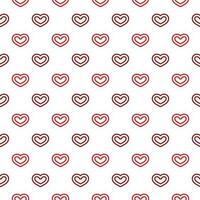 Red Heart Seamless Pattern with doodle outline hearts. vector