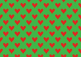 Vector seamless heart pattern, red heart on a green background.