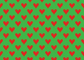 Vector seamless heart pattern, red heart on a green background.