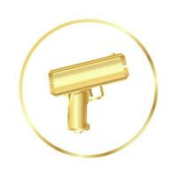 Golden money gun icon. vector