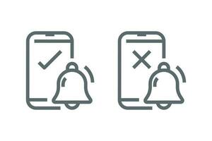 turn on or off notification on smartphone concept illustration line icon design editable vector eps10