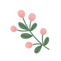 Christmas plant decorative branch with green leaves, berries for home decor, festive holiday arrangement, vector illustration