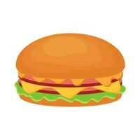 Ilustración de hamburguesa estilizada o hamburguesa con queso. comida de comida rápida. aislado sobre fondo blanco. vector