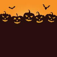 A Halloween background with jack-o-lanterns, bats, and crows. vector