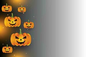 A Halloween background with jack-o-lanterns, bats, and crows. vector