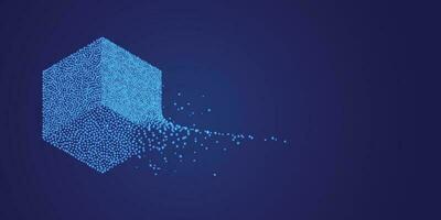 resumen geométrico antecedentes con azul 3d volador cubitos. moderno resumen negocio modelo con 3d azul cubo en azul antecedentes. vector ilustración eps10