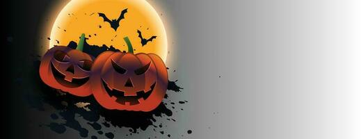 A Halloween background with jack-o-lanterns, bats, and crows. vector