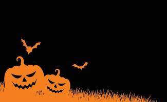 A Halloween background with jack-o-lanterns, bats, and crows. vector