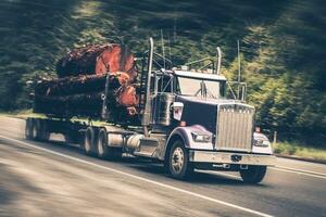 Speeding Logging Truck photo