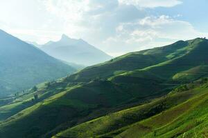 Majestic mountain scenery in the North West Vietnam. photo