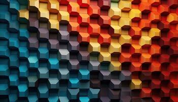 Generative AI illustration of geometrical pattern multicolor 3D wall pattern mechanics photo