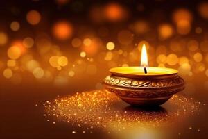 illustration of Puthandu Diwali Hindus background with gold ornament and bokeh background color, for Tamil New Year celebration, card, poster photo