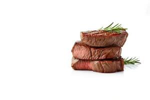 Beef steak medium grilled isolated on white background with copy space. ai generated photo