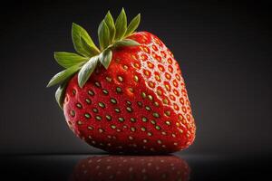 single fresh strawberry fruit. ai generated photo