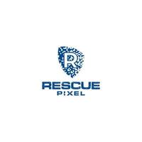 R Rescue Pixel Logo Design Vector