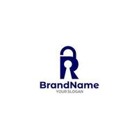 R Padlock Logo Design Vector