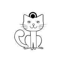 cute kitten with ribbon overhead vector