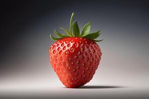 single fresh strawberry fruit. ai generated photo