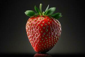 single fresh strawberry fruit. ai generated photo