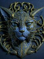 Highly detailed incredibly ornate decorative a cat face closeup, Generative Ai photo
