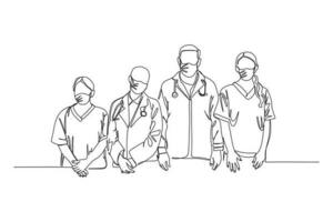 continuous line drawing of medical staff vector