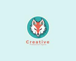 colorful wolf logo vector eps file, simple fox logo template, circular wolf logo