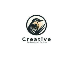 a circular logo of simple bird, sparrow logo vector eps file