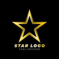 Gold Star Logo vector in elegant style on black background