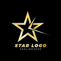 Gold Star Logo vector in elegant style on black background