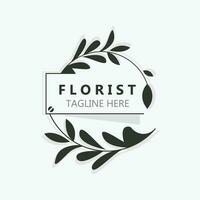 Florist logo beautiful floral leaf and flower vector art, icon graphic decoration business wedding template