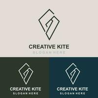 cometa logo diseño. papel cometa handrawn estilo y creativo. minimalista, y lujo logo vector