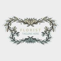Florist logo beautiful floral leaf and flower vector art, icon graphic decoration business wedding template