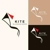 Kite Logo Design. paper kite handrawn style and creative. minimalist, and luxury logo vector