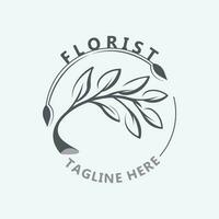 florista logo hermosa floral hoja y flor vector arte, icono gráfico decoración negocio Boda modelo