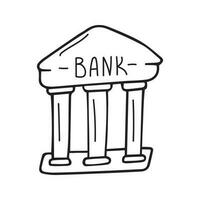 Hand drawn bank illustration. Doodle style. vector