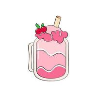 Milkshake vector illustration. Cartoon isolated glass cup with milk drink