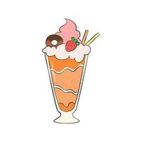 Milkshake vector illustration. Cartoon isolated glass cup with milk drink