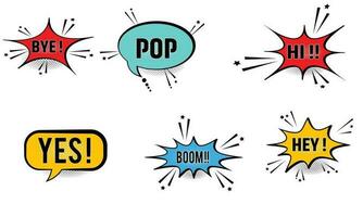 Set of speech bubbles. Halftone shadows. Set comics book balloon. Bubble speech phrase. Cartoon exclusive font label tag expression. Comic text sound effects. Cartoon balloon word design. vector