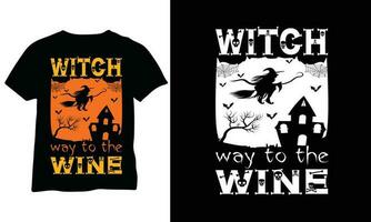 Witch way to the wine Witch shirts Witchy vector Funny Halloween Shirt eps design