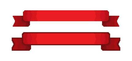 red ribbon pixel art design for game asset vector