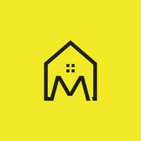 Letter M logo vector with creative house concept design idea