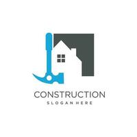 Construction logo vector with hammer concept design