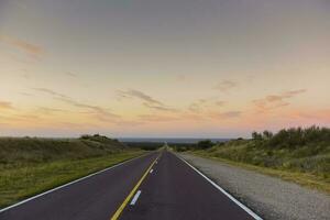 Road  in the Pampas plain,La Pampa Province,  Patagonia, Argentina photo