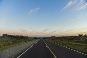 la carretera en el pampa llano,la pampa provincia, Patagonia, argentina foto