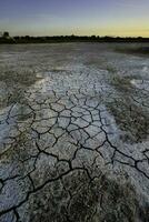 Broken dry soil in a Pampas lagoon, La Pampa province, Patagonia, Argentina. photo