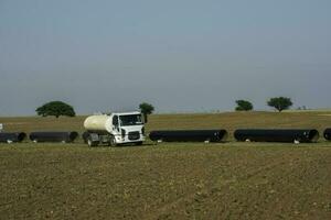 Gas pipeline construction, La Pampa province , Patagonia, Argentina. photo