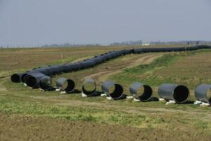 Gas pipeline construction, La Pampa province , Patagonia, Argentina. photo